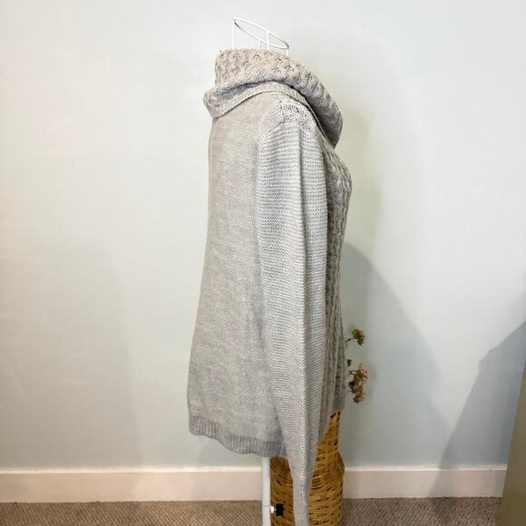 Cute vintage y2k gray chunky cowl neck sweater - Picture 4 of 6